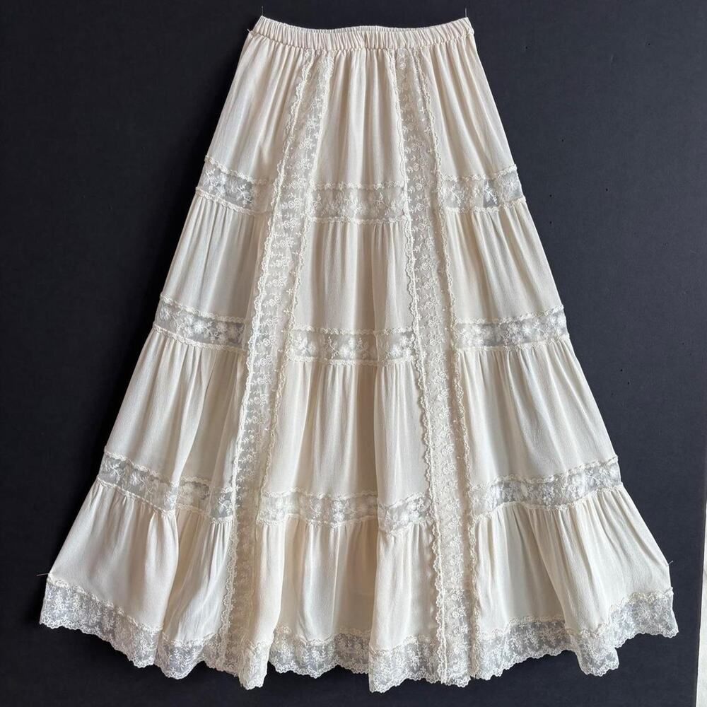 Reformation Maevie Cream Lace Tiered Maxi Skirt Boho - Size 0
